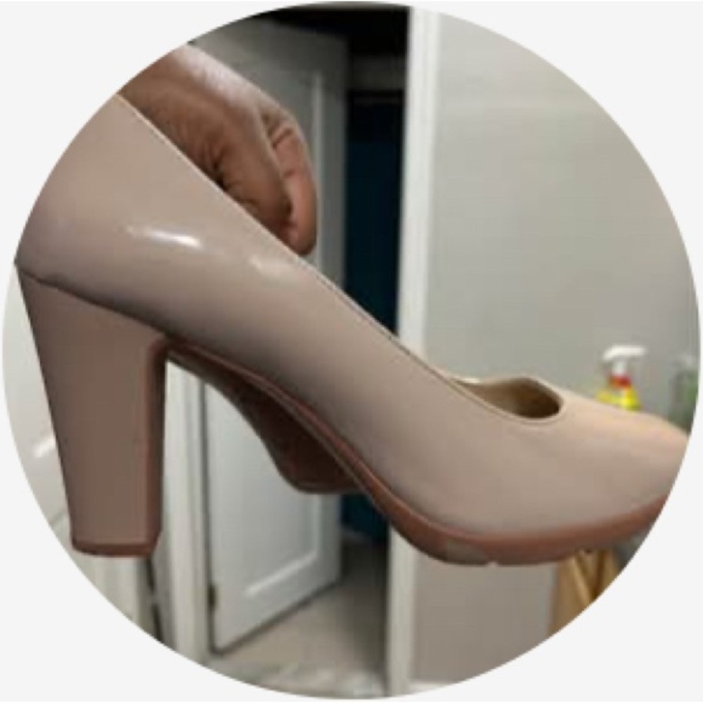 Classic Women's Nude Patent Block Heel Pumps